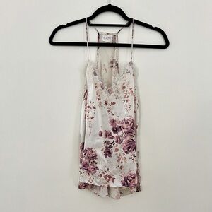Cami NYC Racer Charmeuse Silk Cami Pink/White Floral XS